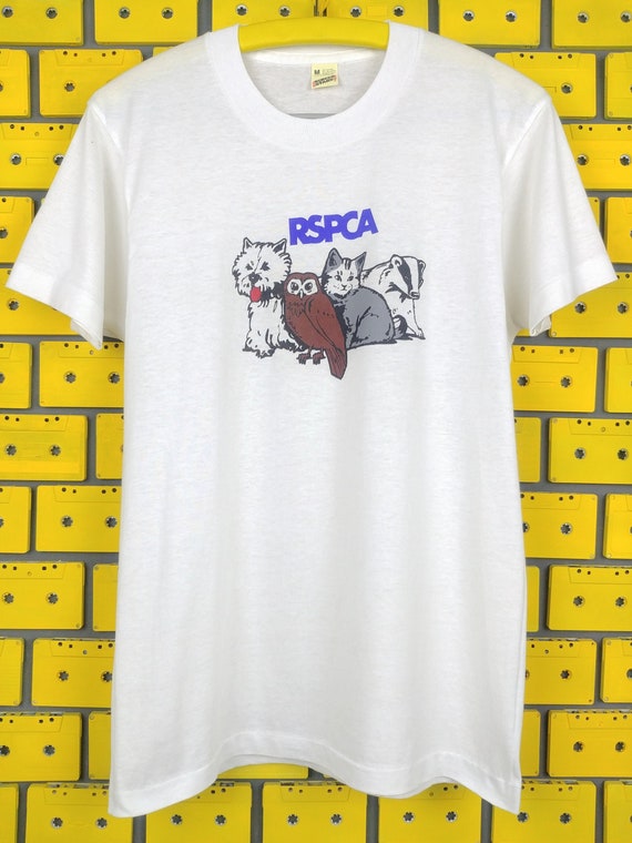Vintage 80s RSPCA Promo Shirt Size M Animal Welfar