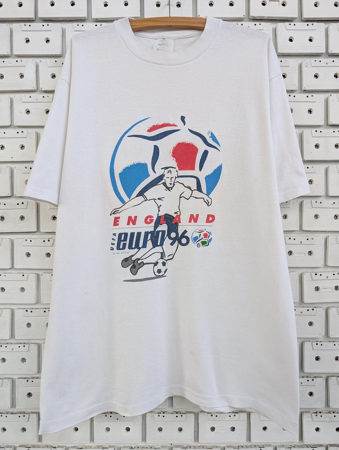 T-shirt UEFA EURO 96 England Taille XL - Blanc, Neuf Avec étiquettes, Vintage Années 90