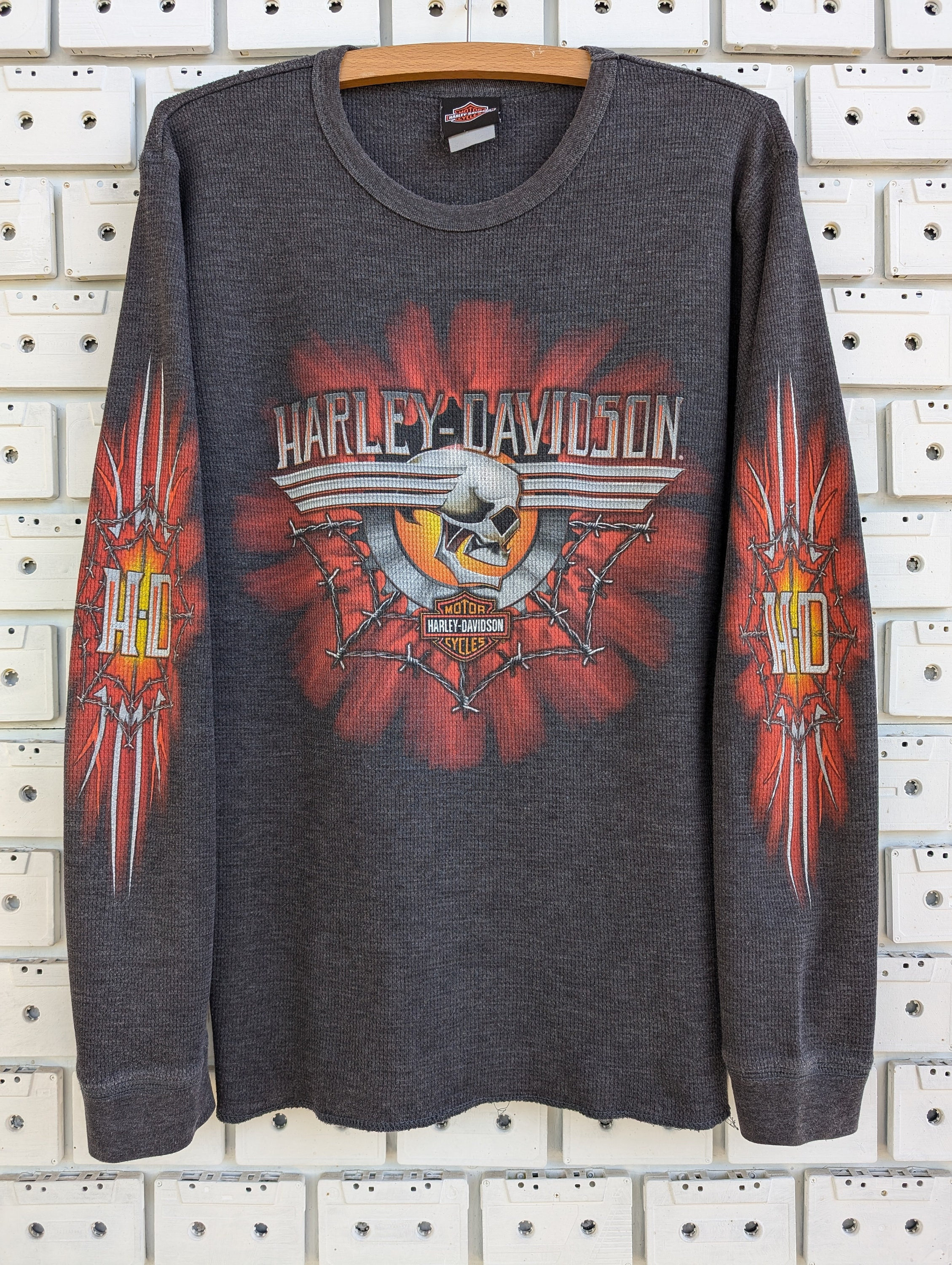 Vintage 00s Harley Davidson Waffle Knit Shirt Atlantic City