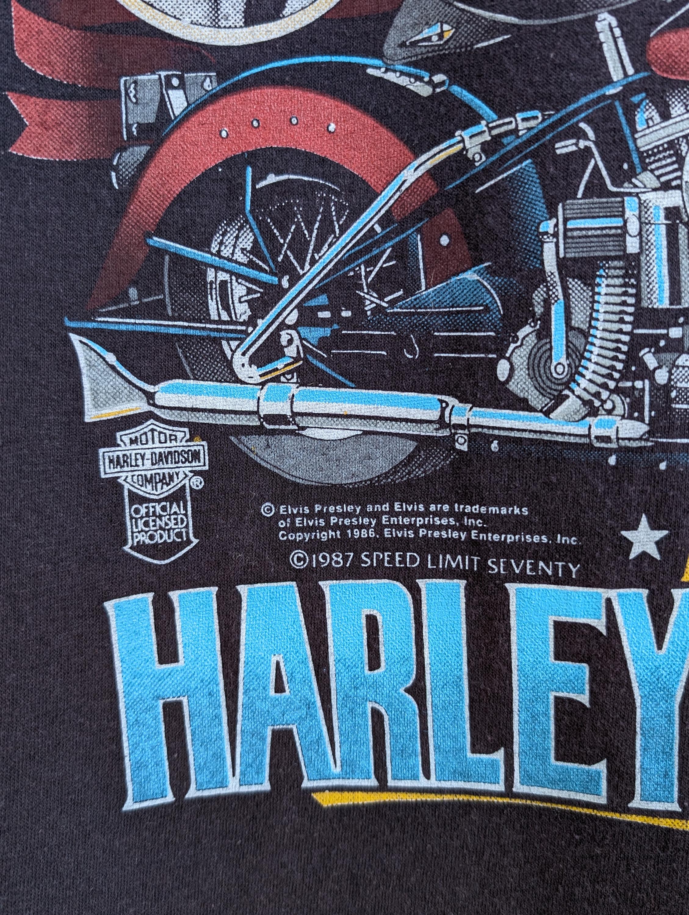 Vintage 1987 Elvis Presley Harley Davidson T-shirt King of Rock 