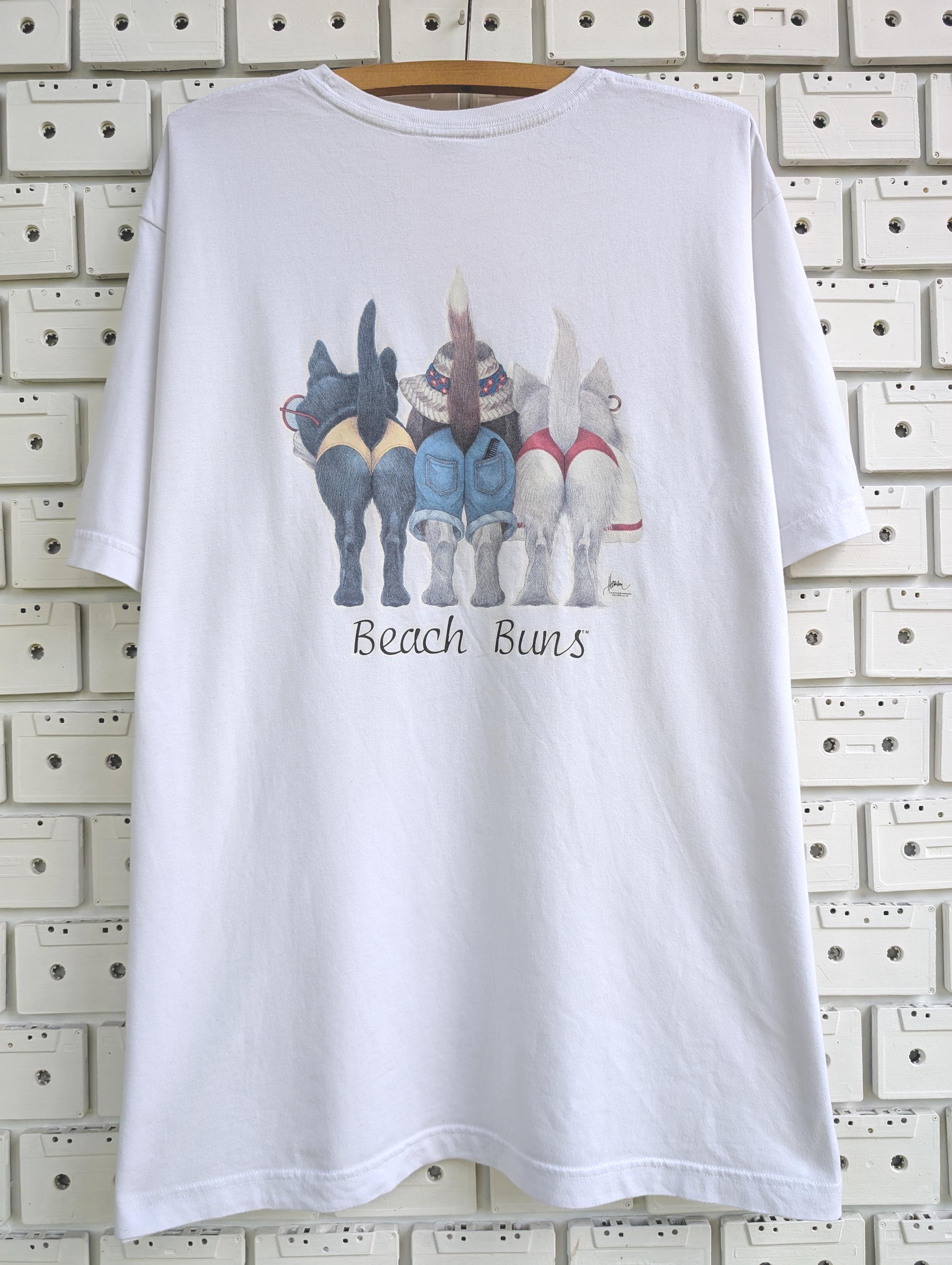 Vintage 90s 00s Beach Bums Cute Dogs T-shirt Bob Harrison Art