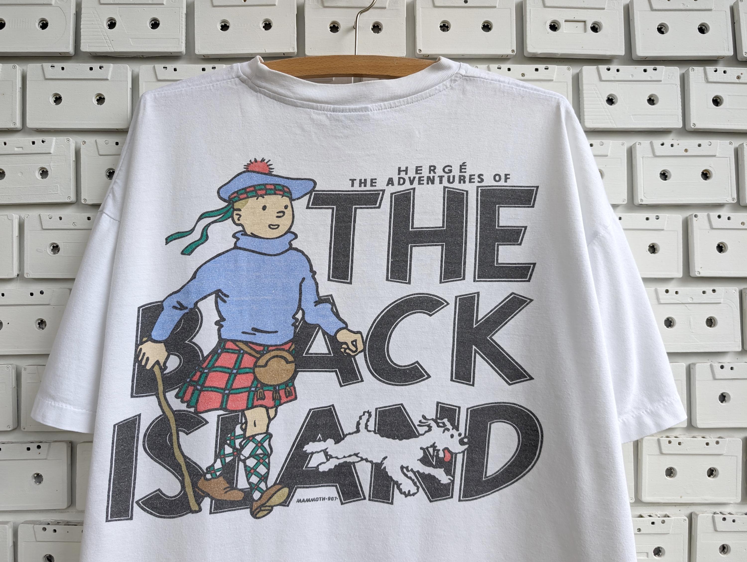 Vintage 90s Adventures of Tintin T-shirt Tin Tin the Black Island 