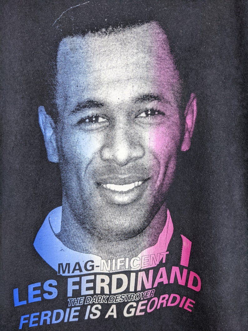 Vintage 90s Les Ferdinand T-Shirt Newcastle United FC England Football Soccer Bootleg Merch Tee Size Long S/M image 3