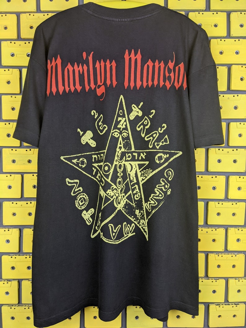 Vintage 2000 Marilyn Manson T-Shirt Holy Wood Era European Bootleg Industrial Metal Alternative Glam Rock Merch Tee Size XL image 2