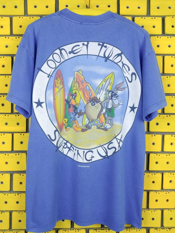Vintage 1998 Looney Tunes Surfing USA Shirt Size … - image 1