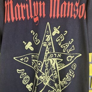 Vintage 2000 Marilyn Manson T-Shirt Holy Wood Era European Bootleg Industrial Metal Alternative Glam Rock Merch Tee Size XL image 4