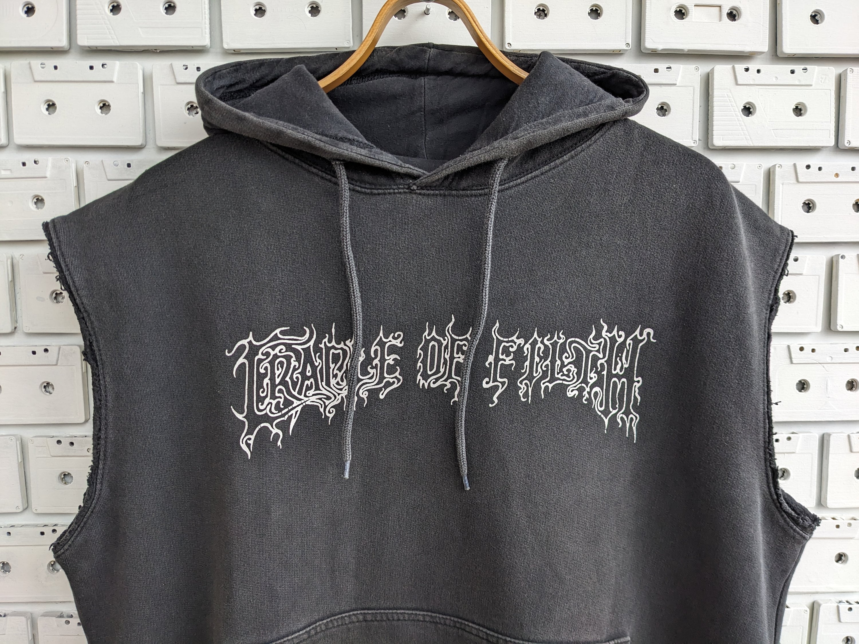 Vintage 00s Cradle of Filth Sleeveless Hoodie Extreme Black Gothic