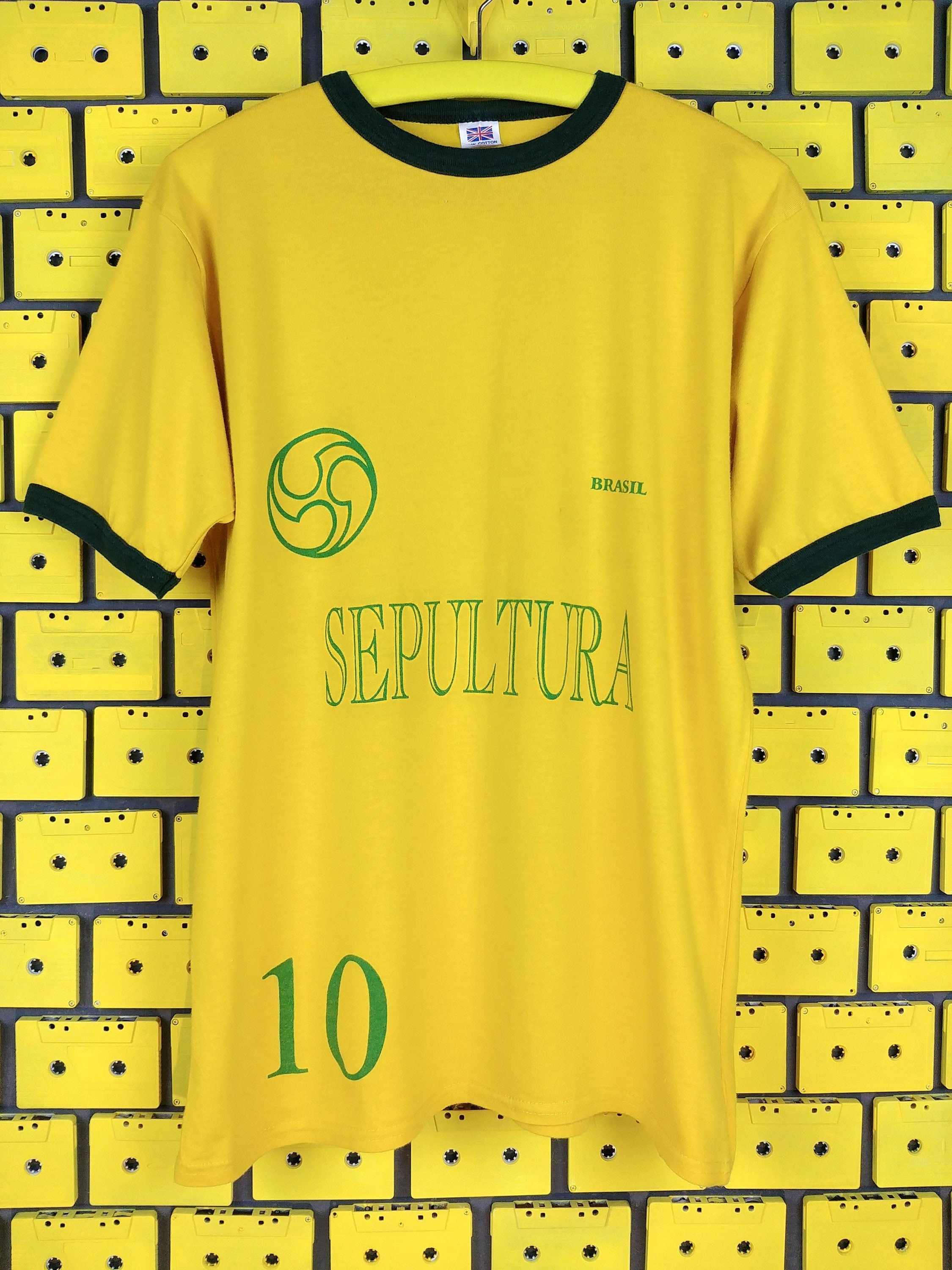 Vintage 90s Sepultura Soccer T-shirt Brazilian Thrash Groove