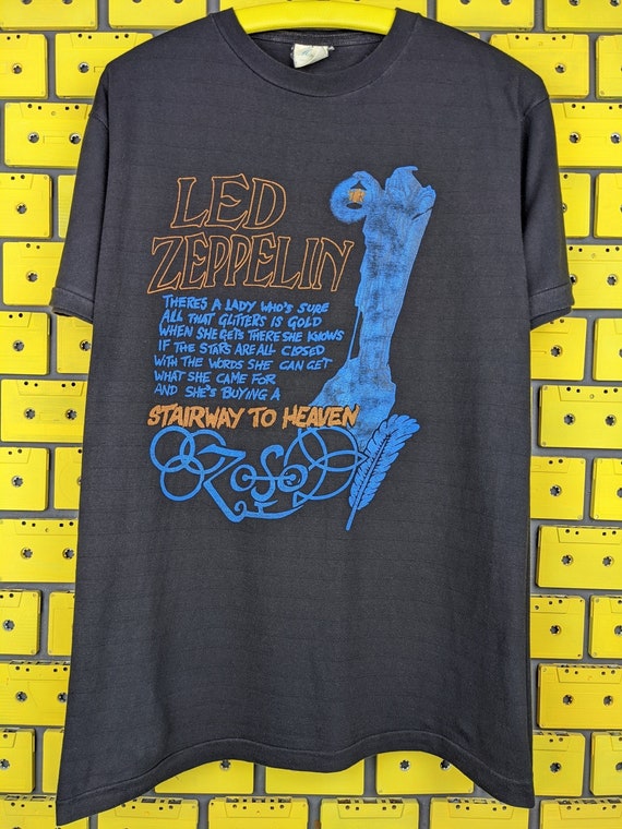 Rare Vintage 80s Led Zeppelin T-shirt Stairway to Heaven Robert 