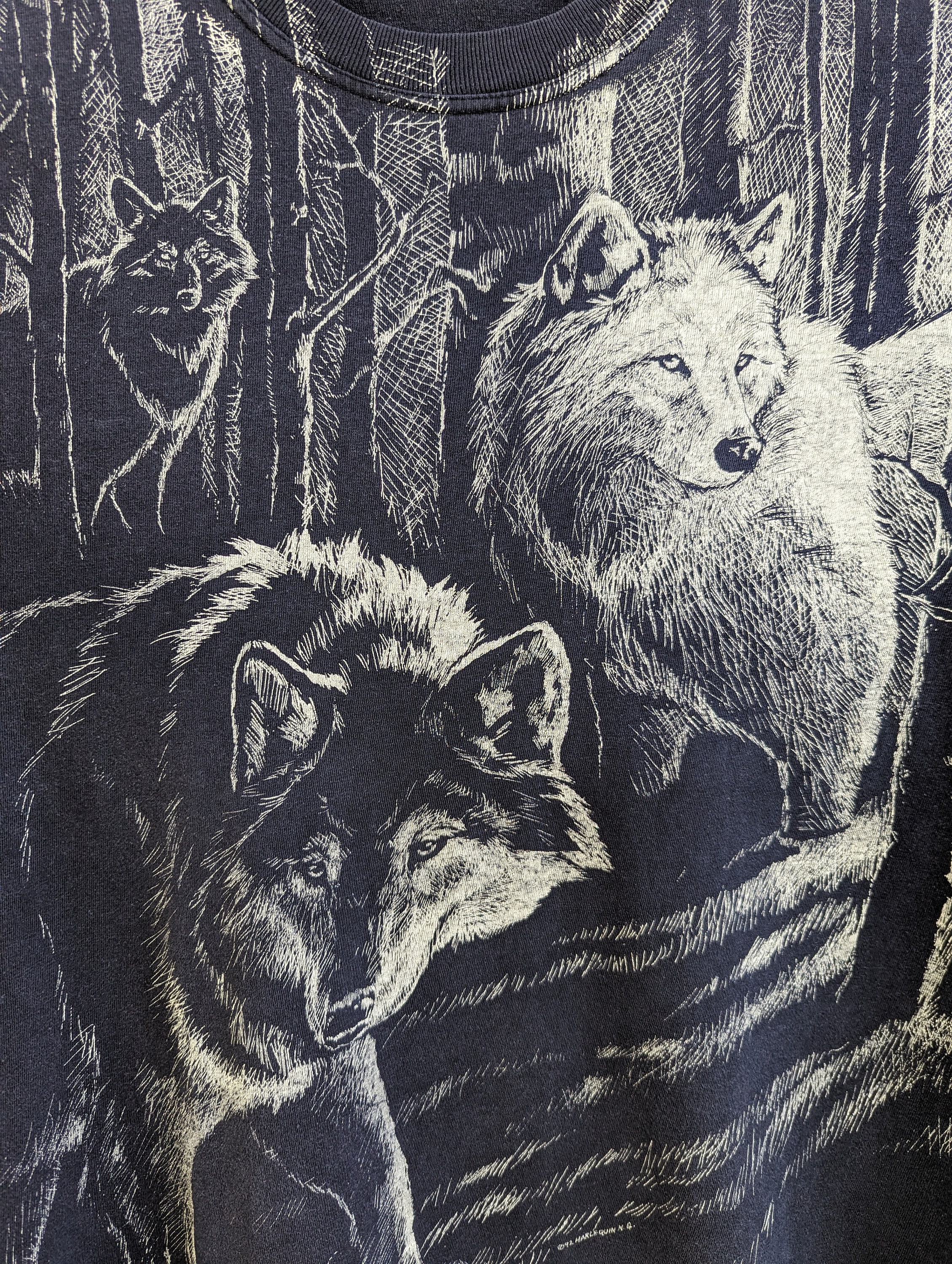 Vintage 1992 Harlequin Wolf Pack T-shirt Wolves Nature Wildlife 