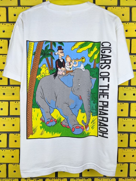 Vintage 90s The Adventures Of Tintin T-Shirt Tin … - image 1