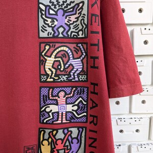 Vintage 90s Keith Haring T-Shirt Pop Art Artist Graphic Print Bootleg Tee Size XL image 3