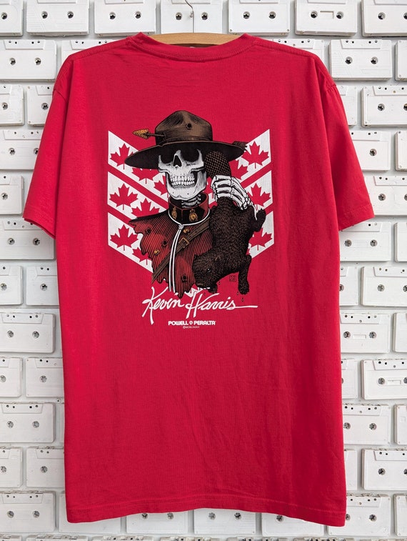 パウエル　オールドスケート　ケビン　ハリスStedmanTシャツ Vintage 00s Powell Peralta T-shirt Kevin Harris Skeleton Mountie