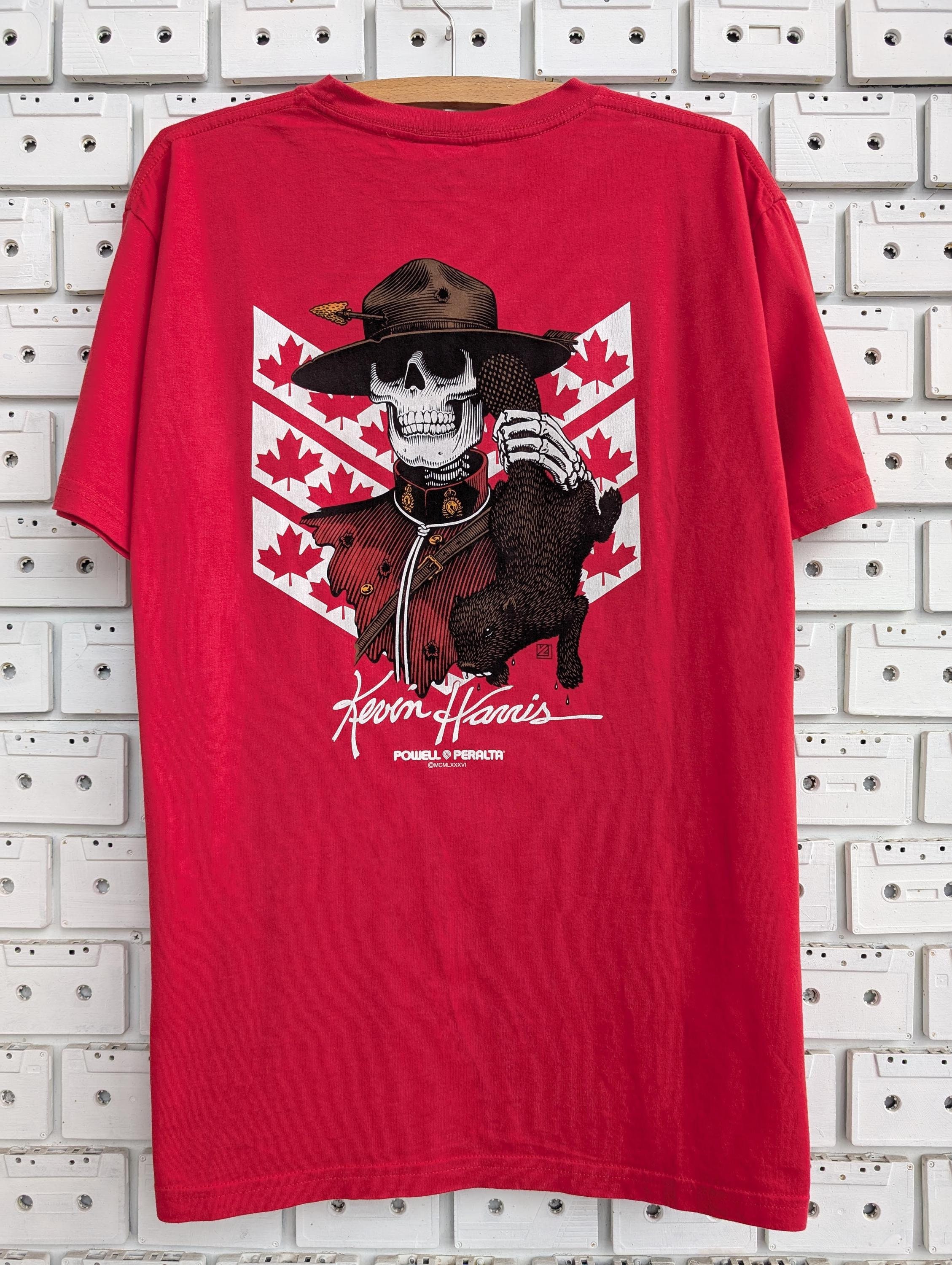 Vintage 00s Powell Peralta T-shirt Kevin Harris Skeleton Mountie