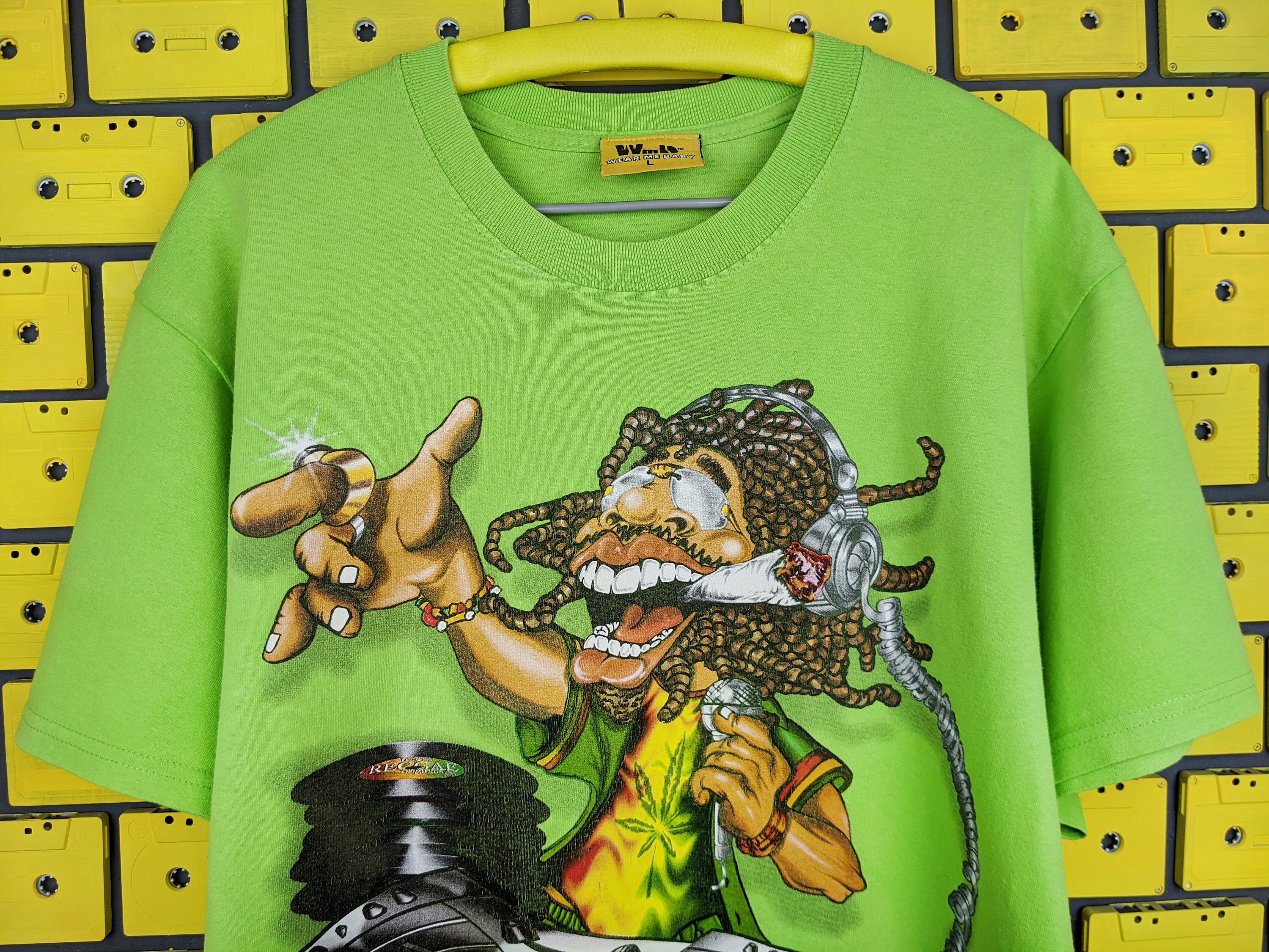 Vintage Early 00s Rasta Dj T-shirt Reggae Roots Style Stoner Print