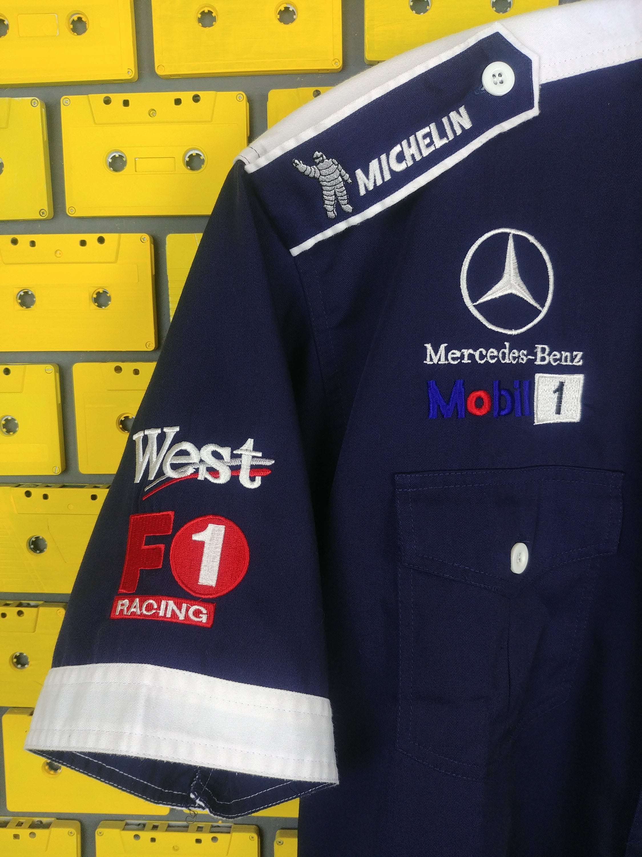 Vintage Mclaren Mercedes F1 Pit One Etsy Formla Crew Racing Shirt up West Grand Button Size Shirt Merch Michelin Prix Siemens XXL - Mobile Team