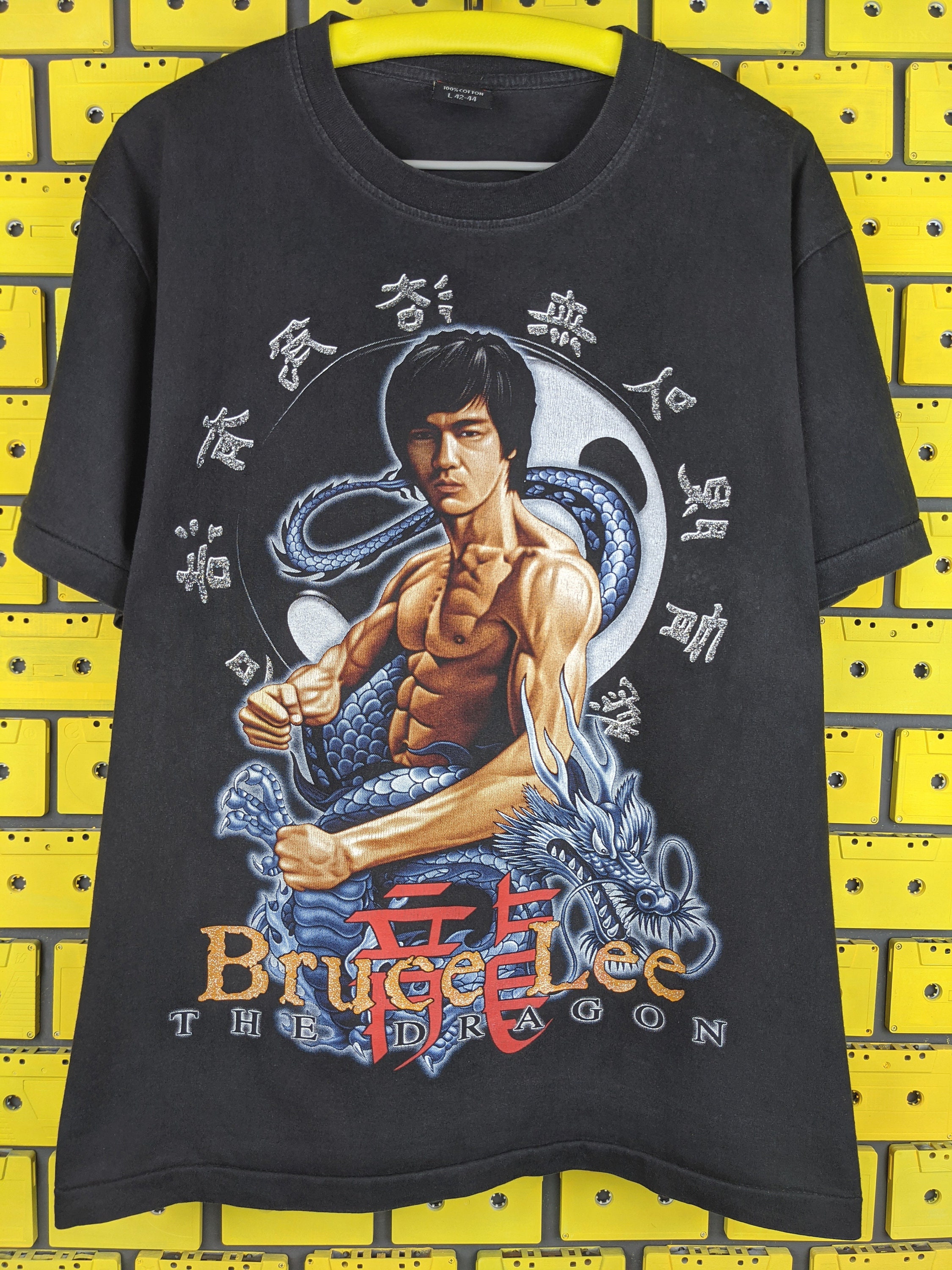 Hong Fu Print 00s Size T-shirt Etsy Tee Martial - Lee Dragon Kung L Kong Early Art Master the American Vintage Actor Bruce Bootleg Short