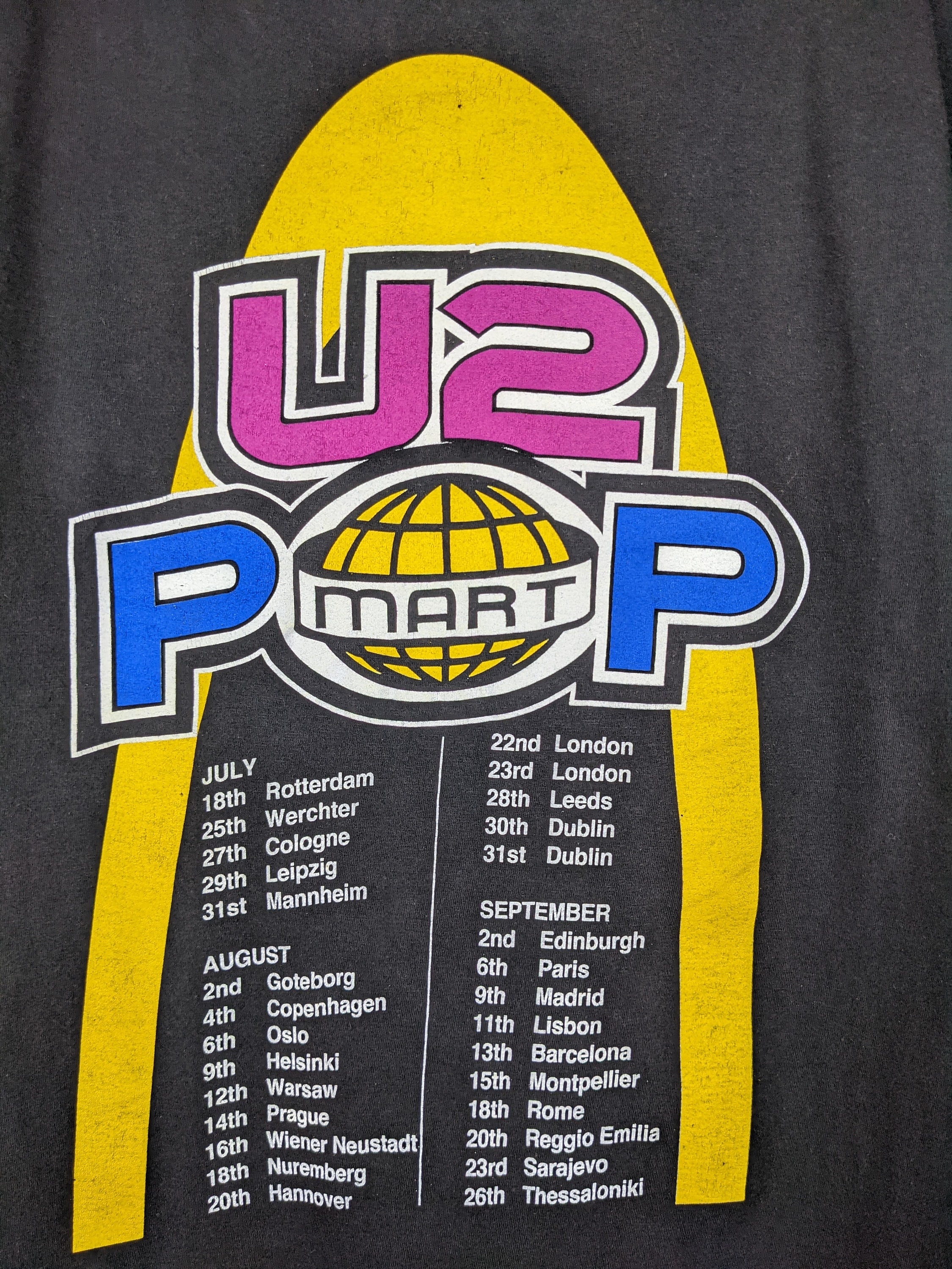 Vintage 1997 U2 Pop Mart Europe Tour T-shirt Alternative Rock Post