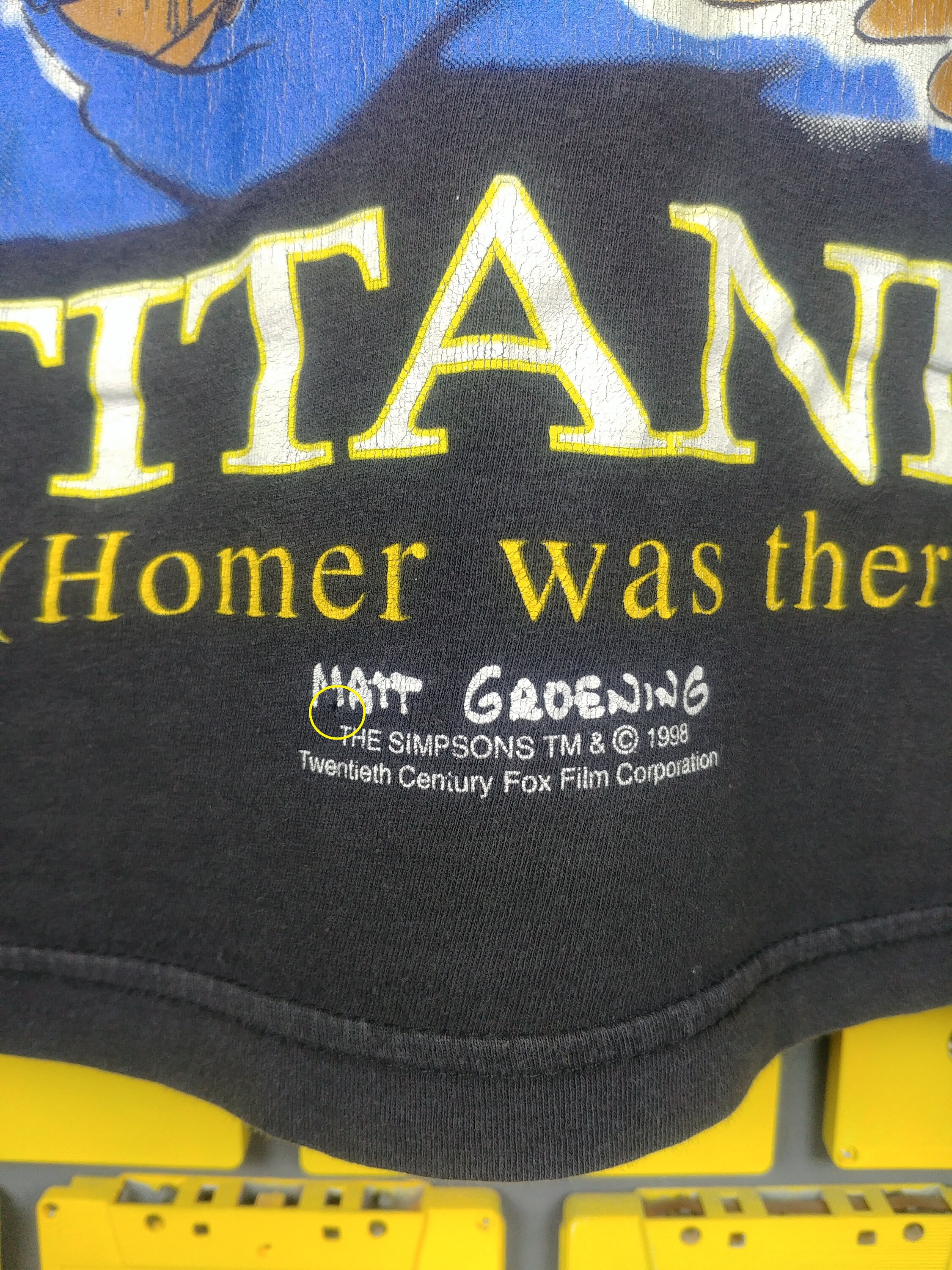 Vintage 1998 the Simpsons Titanic T-shirt Homer Simpson Animated 