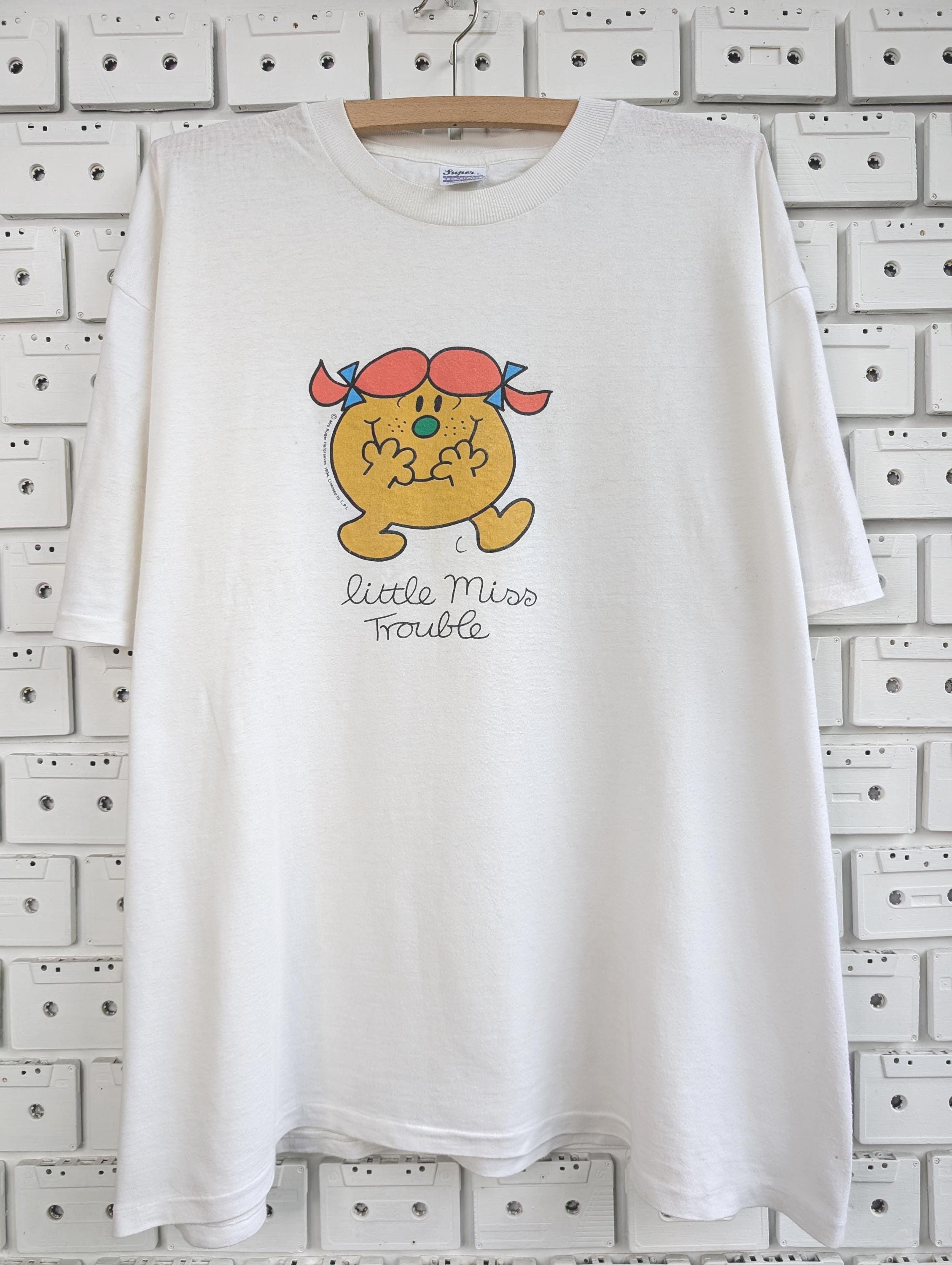 Vintage 1994 Little Miss Trouble T-shirt Mr Men Funny Cartoon Face