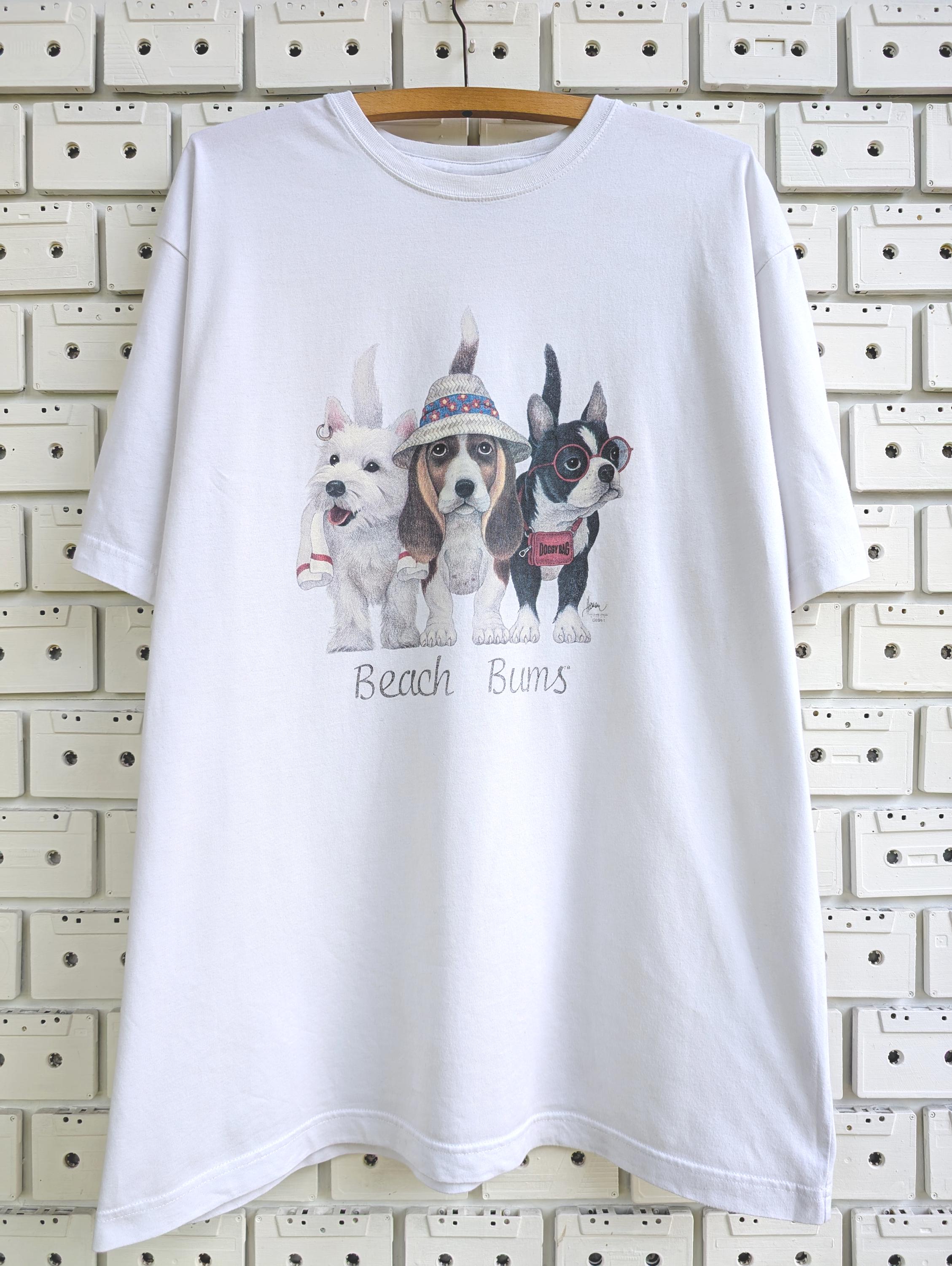 Vintage 90s 00s Beach Bums Cute Dogs T-shirt Bob Harrison Art