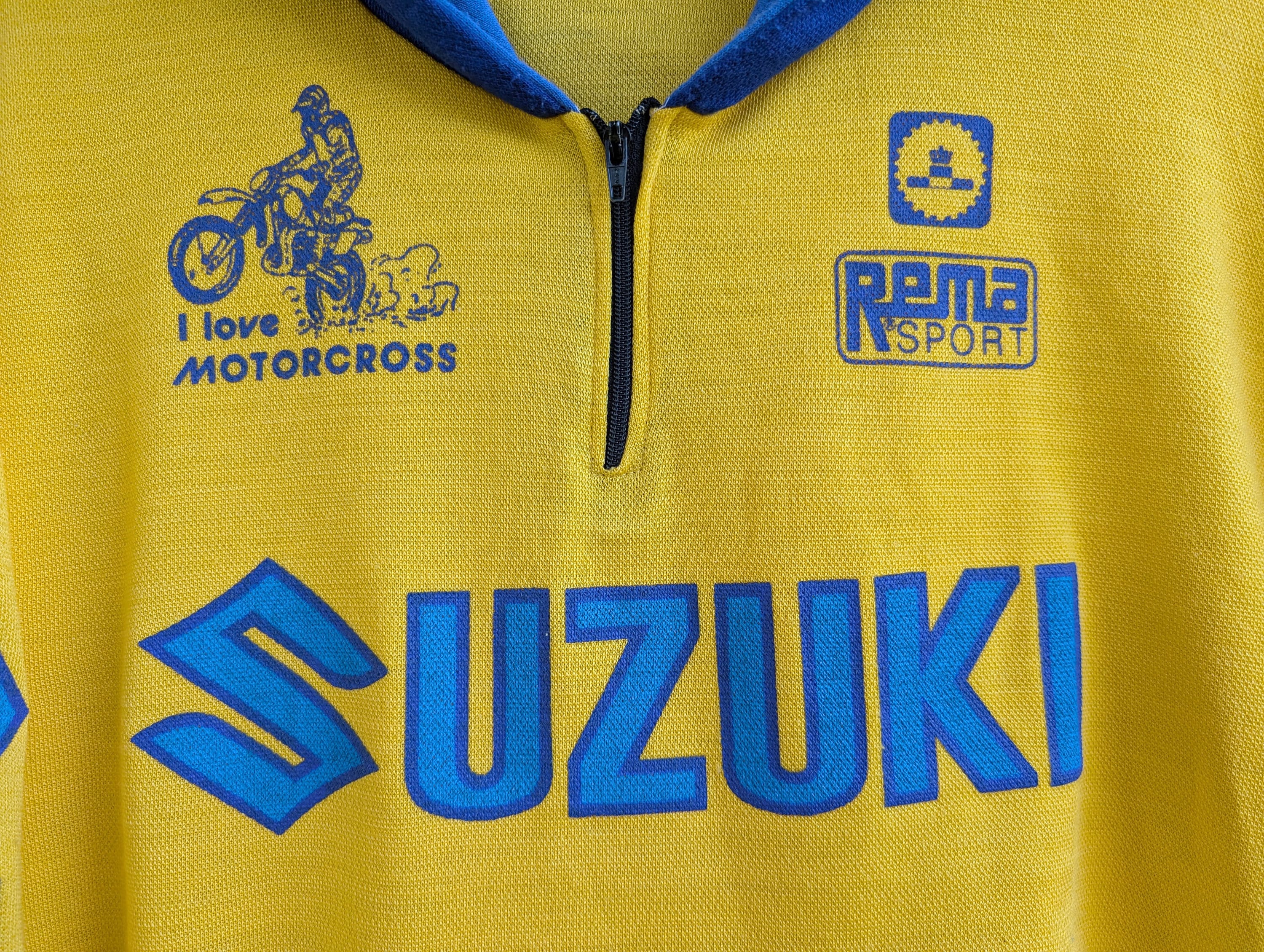 Vintage 80s Suzuki 1/4 Zip Hoodie Japan Motorcycle Racing Team