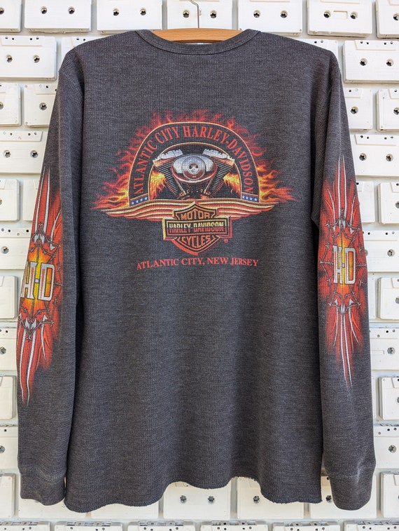 Vintage 2000s Harley Davidson waffle hoodie top