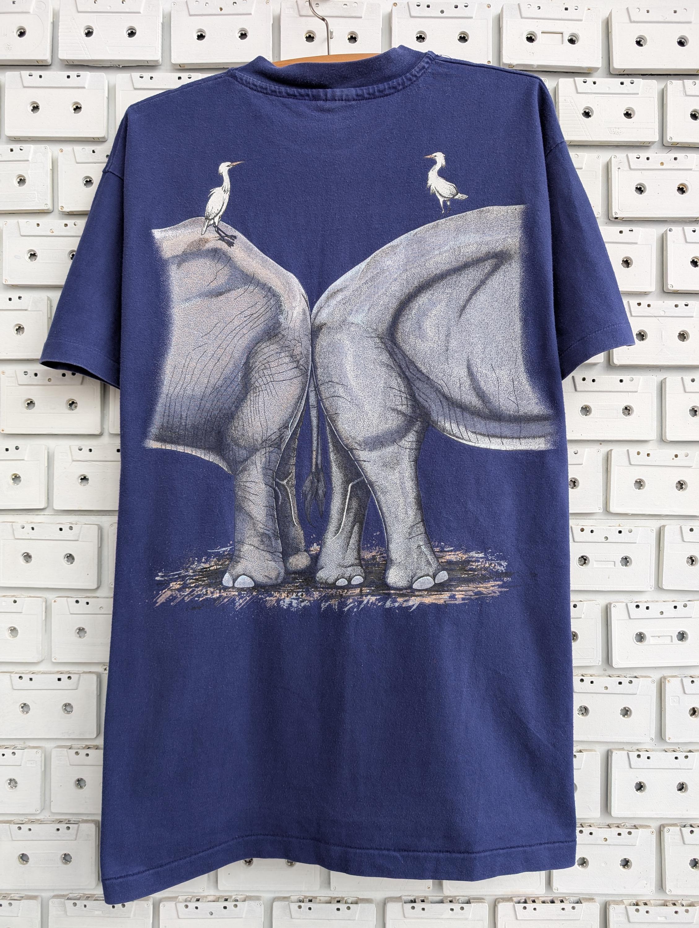 Vintage 1992 Harlequin Elephants T-shirt Nature Wildlife Animal 