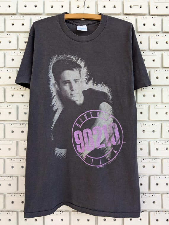 Vintage 90s Beverly Hills 90210 T-Shirt Brandon Walsh Jason Priestley Teen Drama TV Series Merch Tee Size Long S/M
