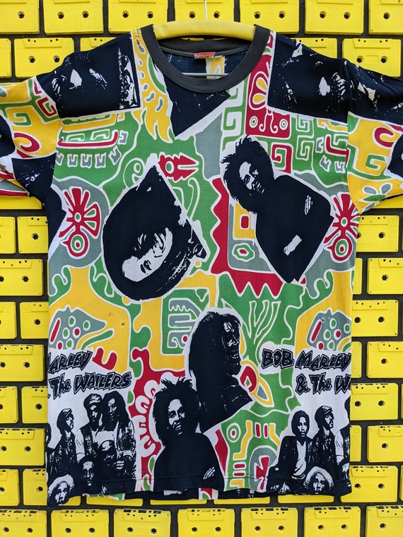 Vintage 90s Bob Marley the Wailers T-shirt Reggae Rasta All Over 