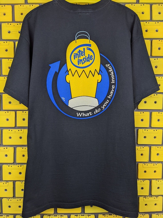 Vintage 1998 the Simpsons T shirt Homer Simpson Intel Inside Pentium Processor Matt Groening Cartoon Character Merch Tee Size XL Etsy Canada