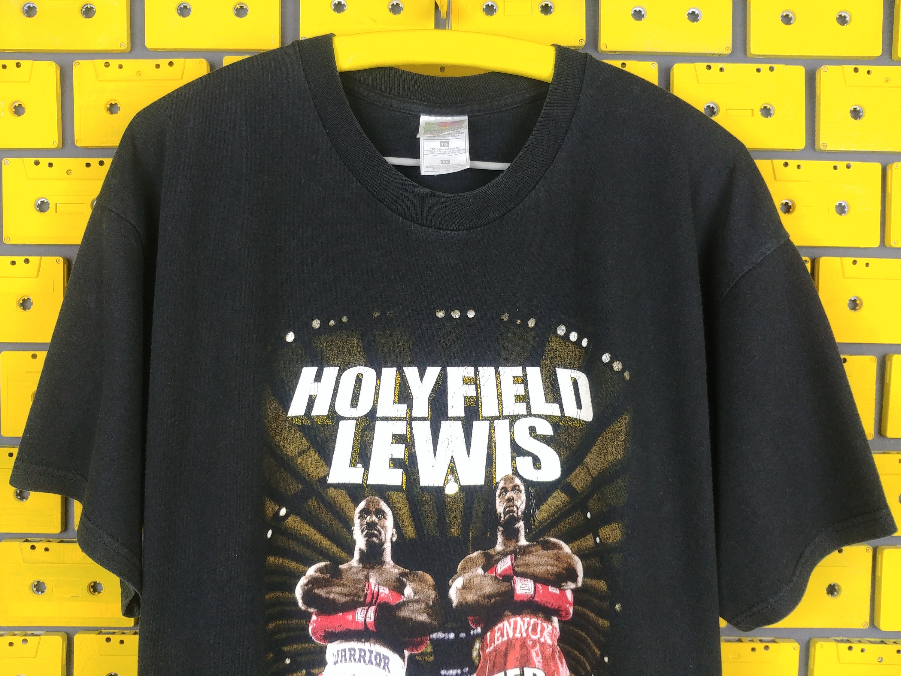 Vintage 1999 Evander Holyfield Lennox Lewis T-shirt Boxing Fight