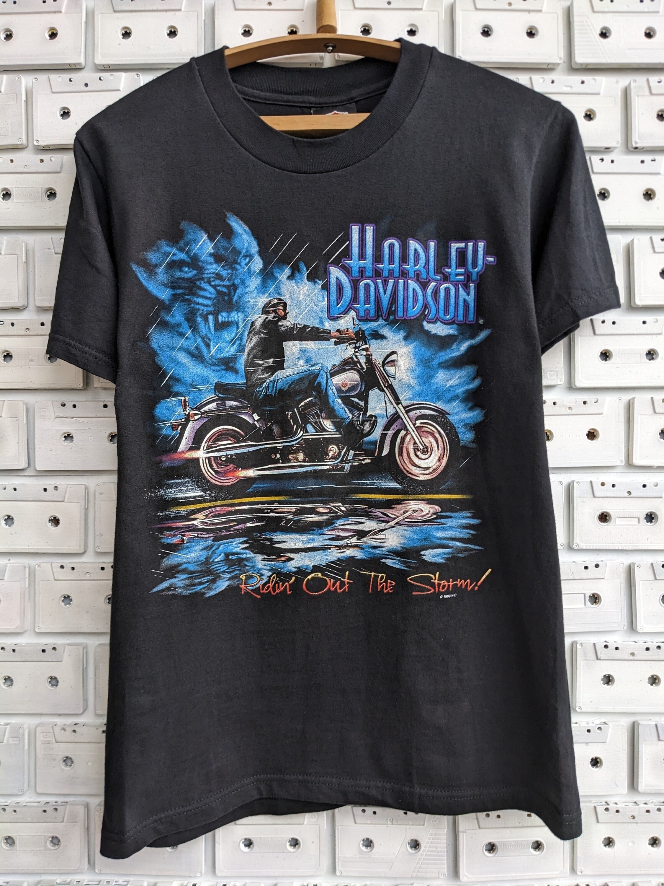 トップス Harley Davidson bike print t-shirt Vtg 80s 90s Harley Davidson Chopper T-shirt Black L/XL