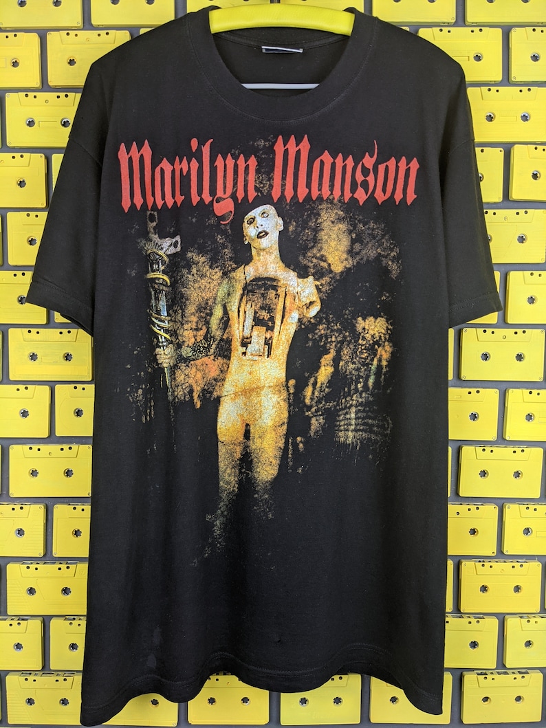 Vintage 2000 Marilyn Manson T-Shirt Holy Wood Era European Bootleg Industrial Metal Alternative Glam Rock Merch Tee Size XL image 1