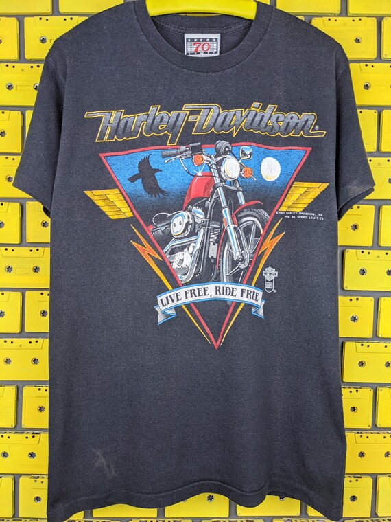 Vintage 1987 Harley Davidson T shirt live Free Ride Free Speed