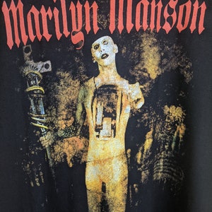 Vintage 2000 Marilyn Manson T-Shirt Holy Wood Era European Bootleg Industrial Metal Alternative Glam Rock Merch Tee Size XL image 3