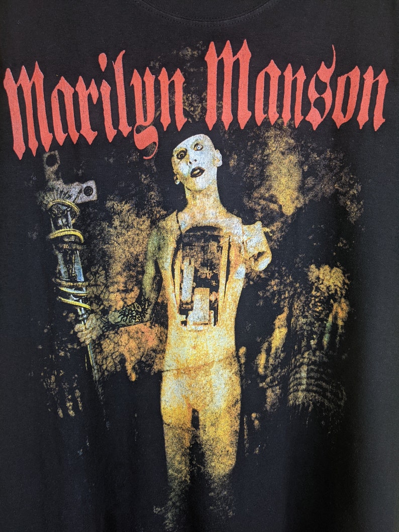 Vintage 2000 Marilyn Manson T-Shirt Holy Wood Era European Bootleg Industrial Metal Alternative Glam Rock Merch Tee Size XL image 3