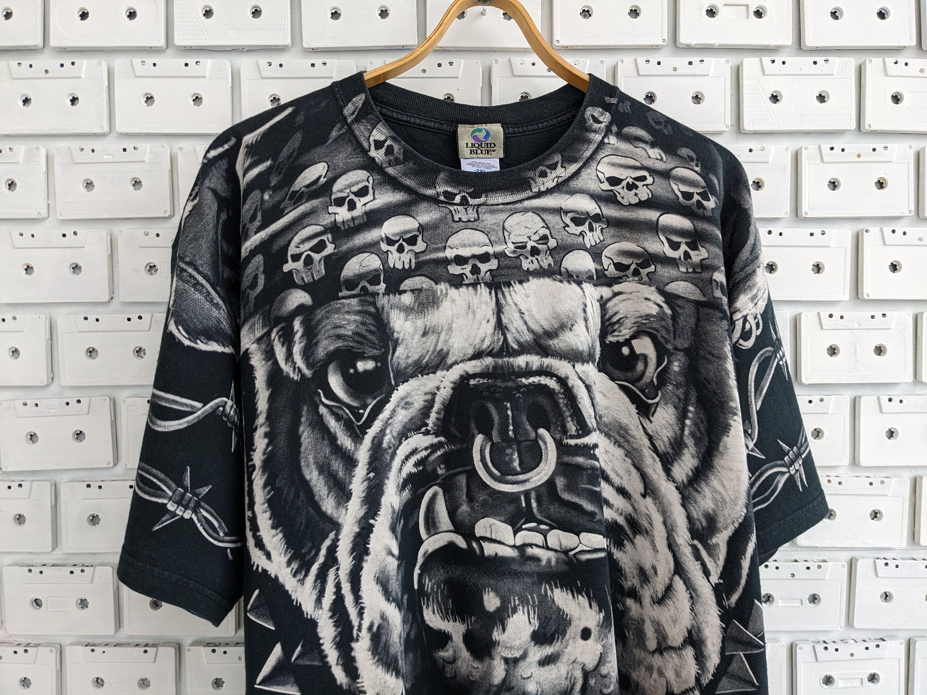 Vintage 00s Biker Bulldog Cats Sucks T-shirt Angry Dog Graphic