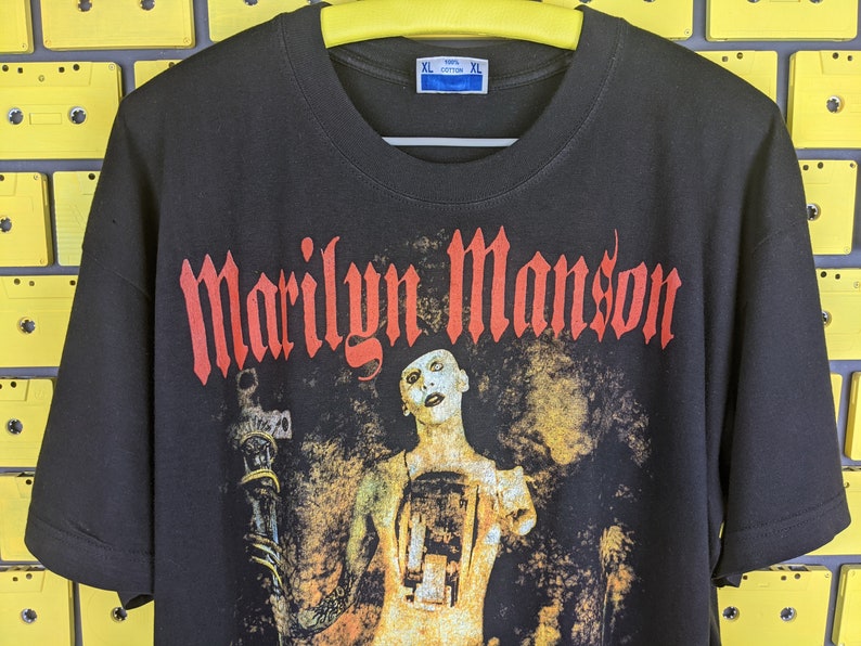 Vintage 2000 Marilyn Manson T-Shirt Holy Wood Era European Bootleg Industrial Metal Alternative Glam Rock Merch Tee Size XL image 9