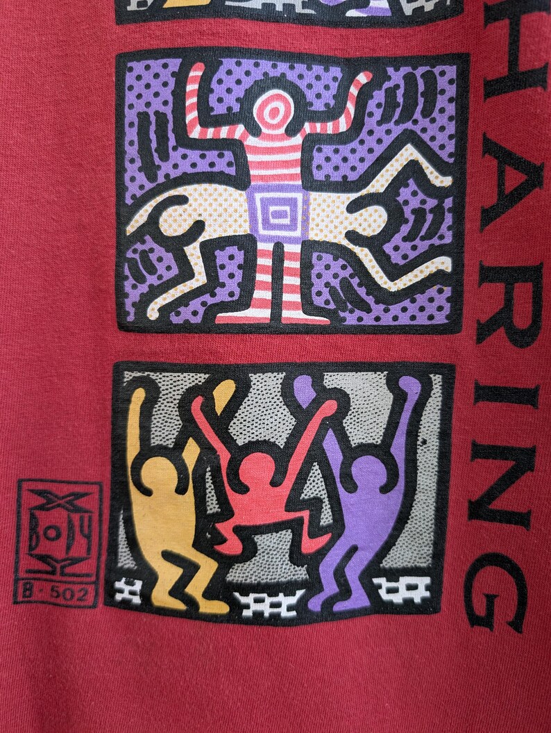 Vintage 90s Keith Haring T-Shirt Pop Art Artist Graphic Print Bootleg Tee Size XL image 8