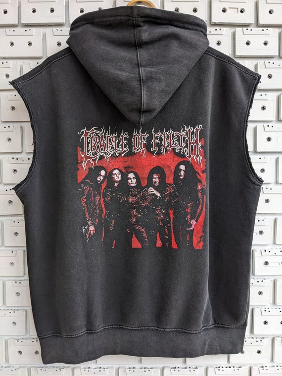 Vintage 00s Cradle of Filth Sleeveless Hoodie Extreme Black Vintage 00s Cradle of Filth Sleeveless Hoodie Extreme Black