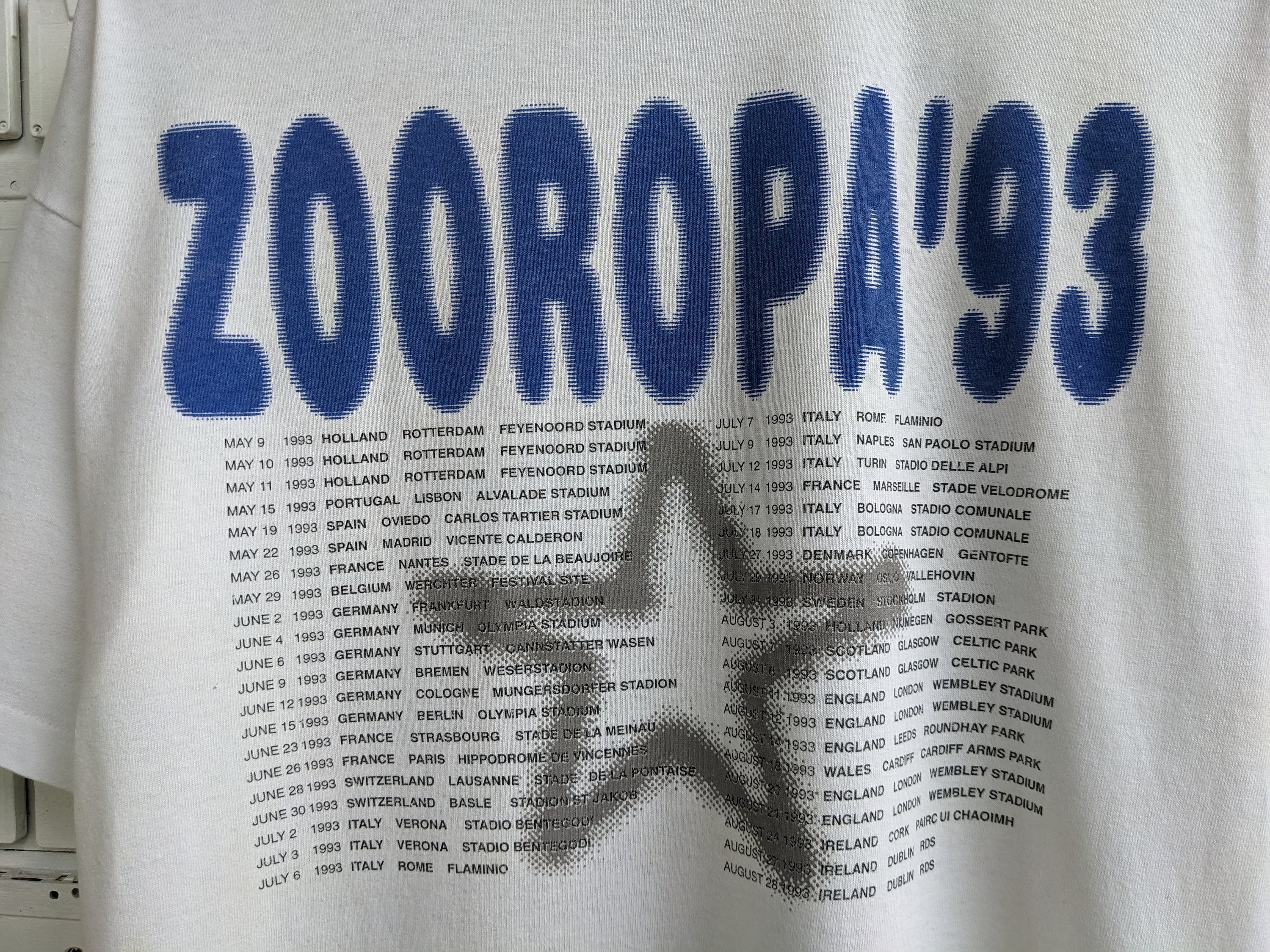Vintage 1993 U2-zooropa Zoo TV T-shirt Irish Alternative Rock Post