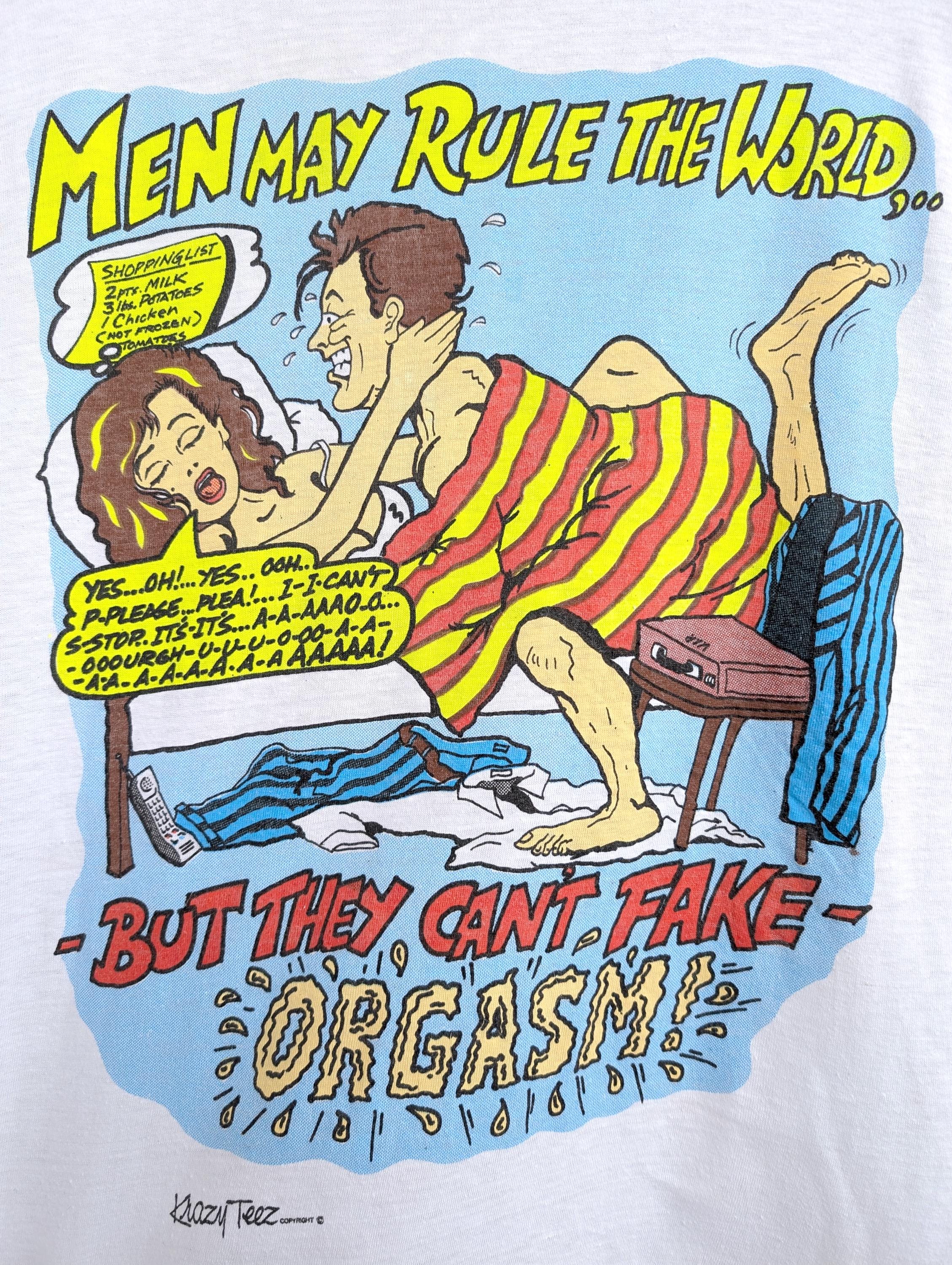 Vintage 90s Adult Humor T-shirt Sex Joke Funny Cartoon Graphic