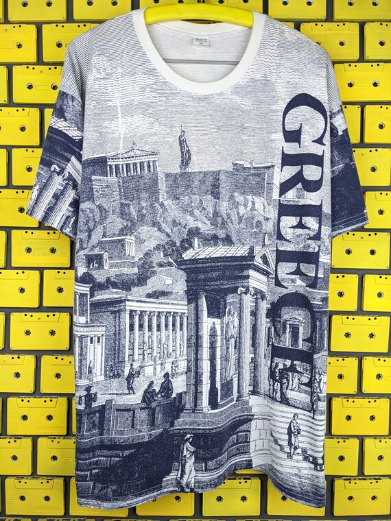 Vintage 90s Ancient Greece T-shirt All Over Print Tourist Tee