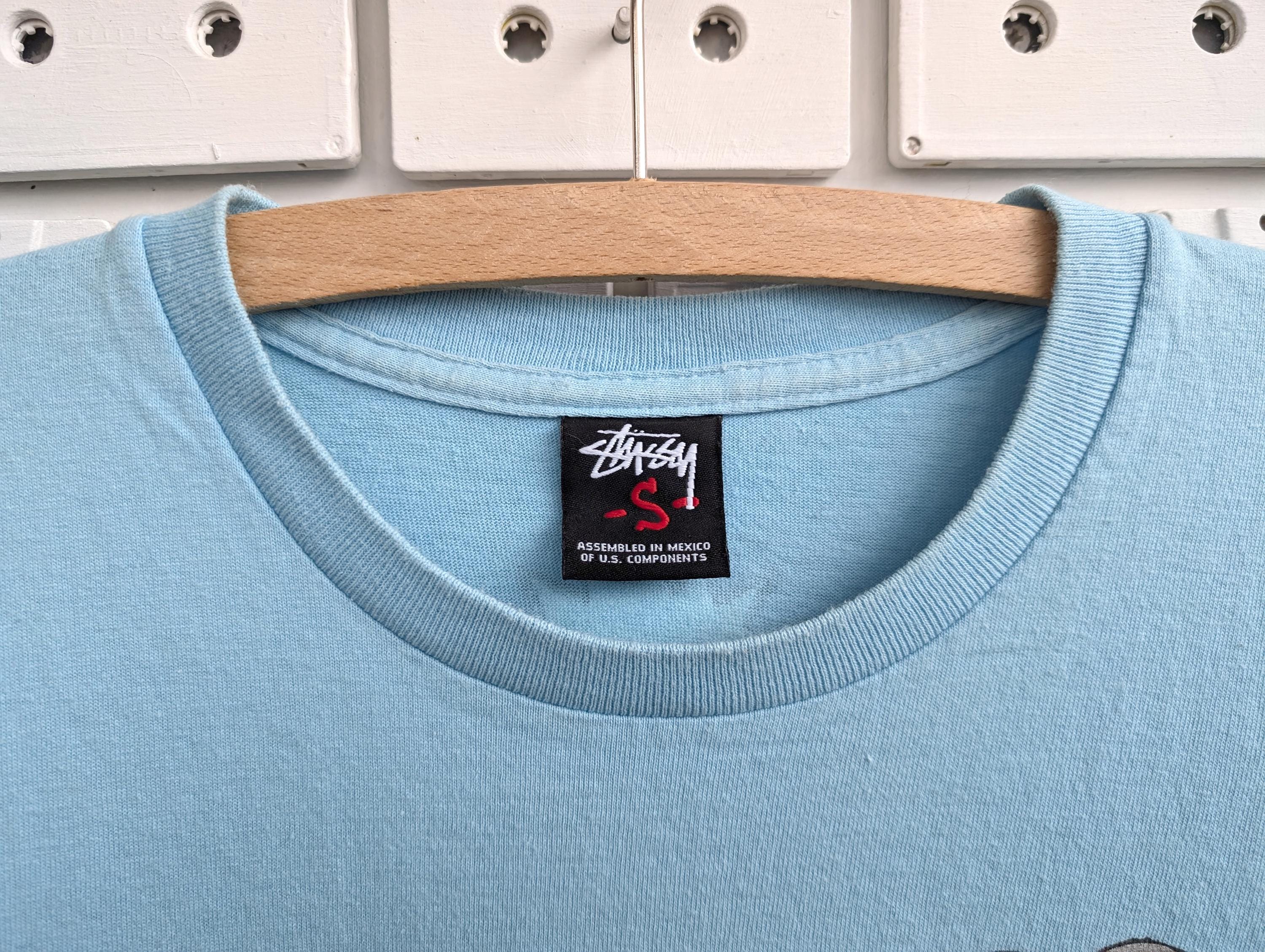Vintage 00s Stussy Pound T-shirt Light Blue Y2K Streetwear Tee