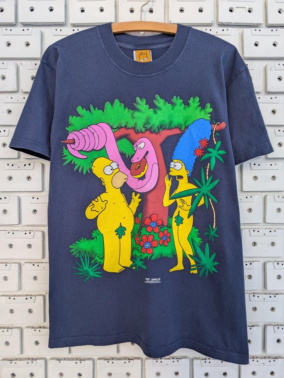 90s   パロディ Tシャツ R SIMPSON Vintage 1999 the Simpsons T-shirt Homer Marge Simpson Adam Eve