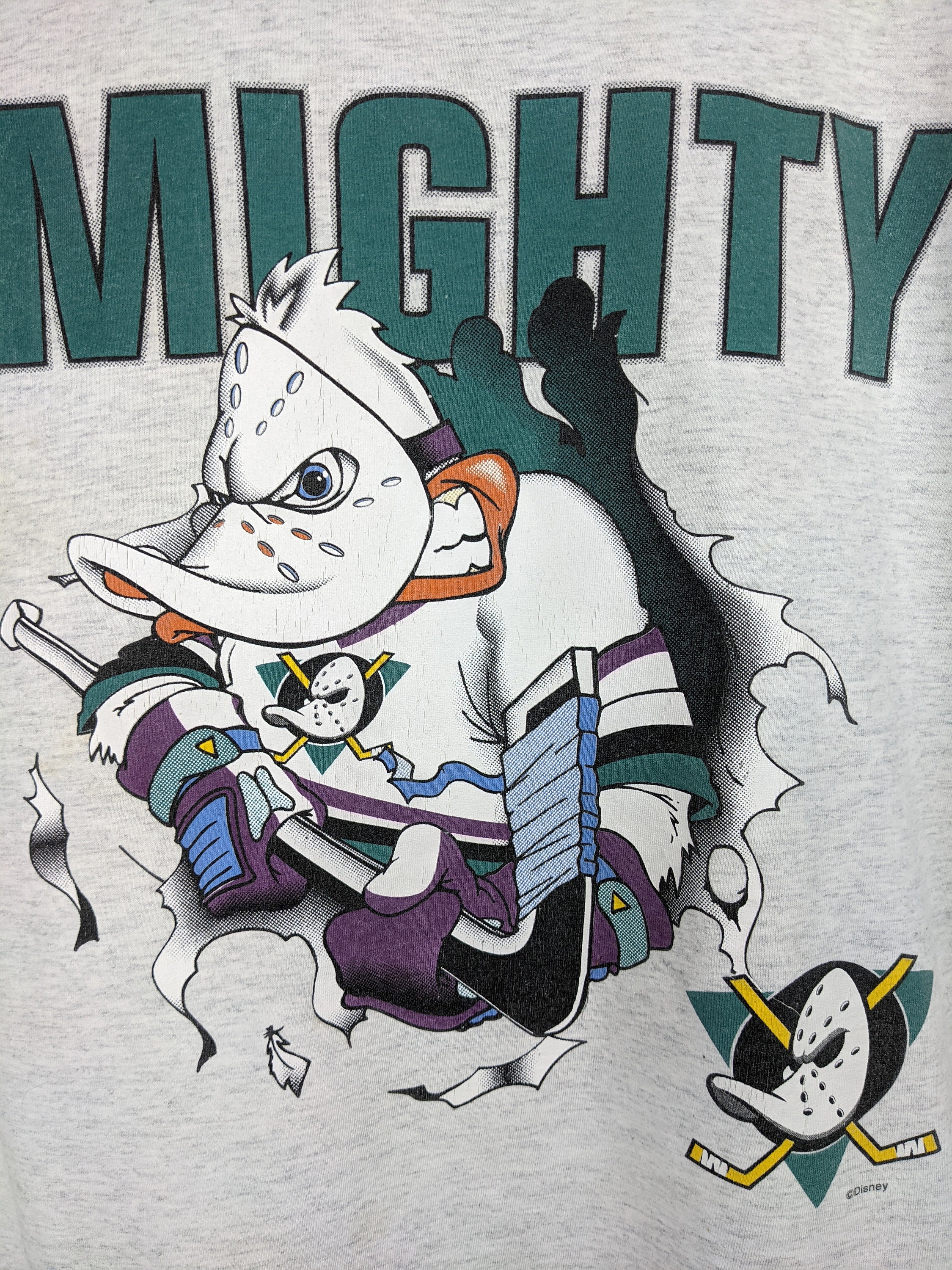 CustomCat Anaheim Mighty Ducks Retro 90's NHL T-Shirt Sport Grey / M