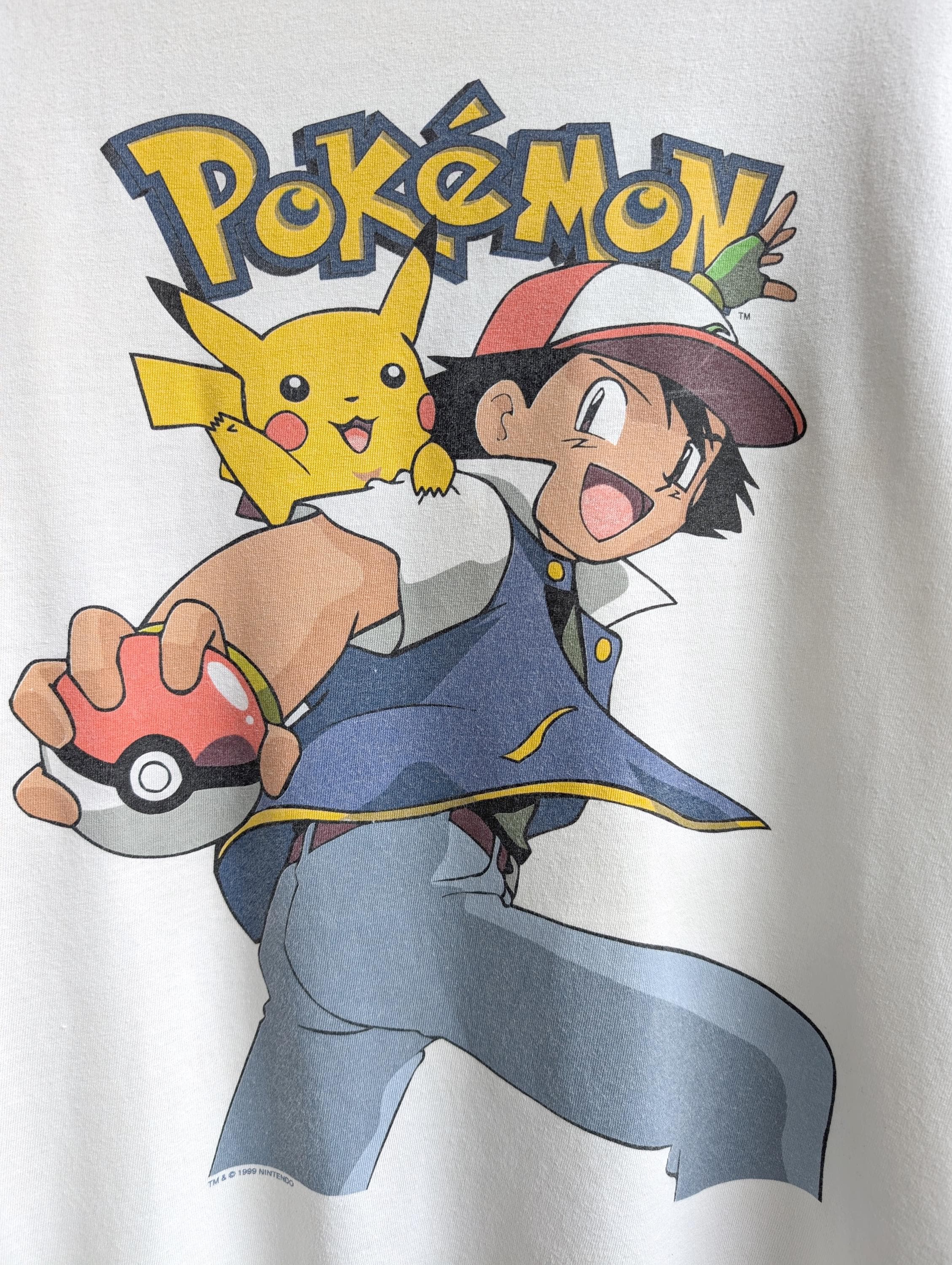 Vintage 1999 Pokemon T-shirt Ash Pikachu Satoshi Tajiri Pocket 