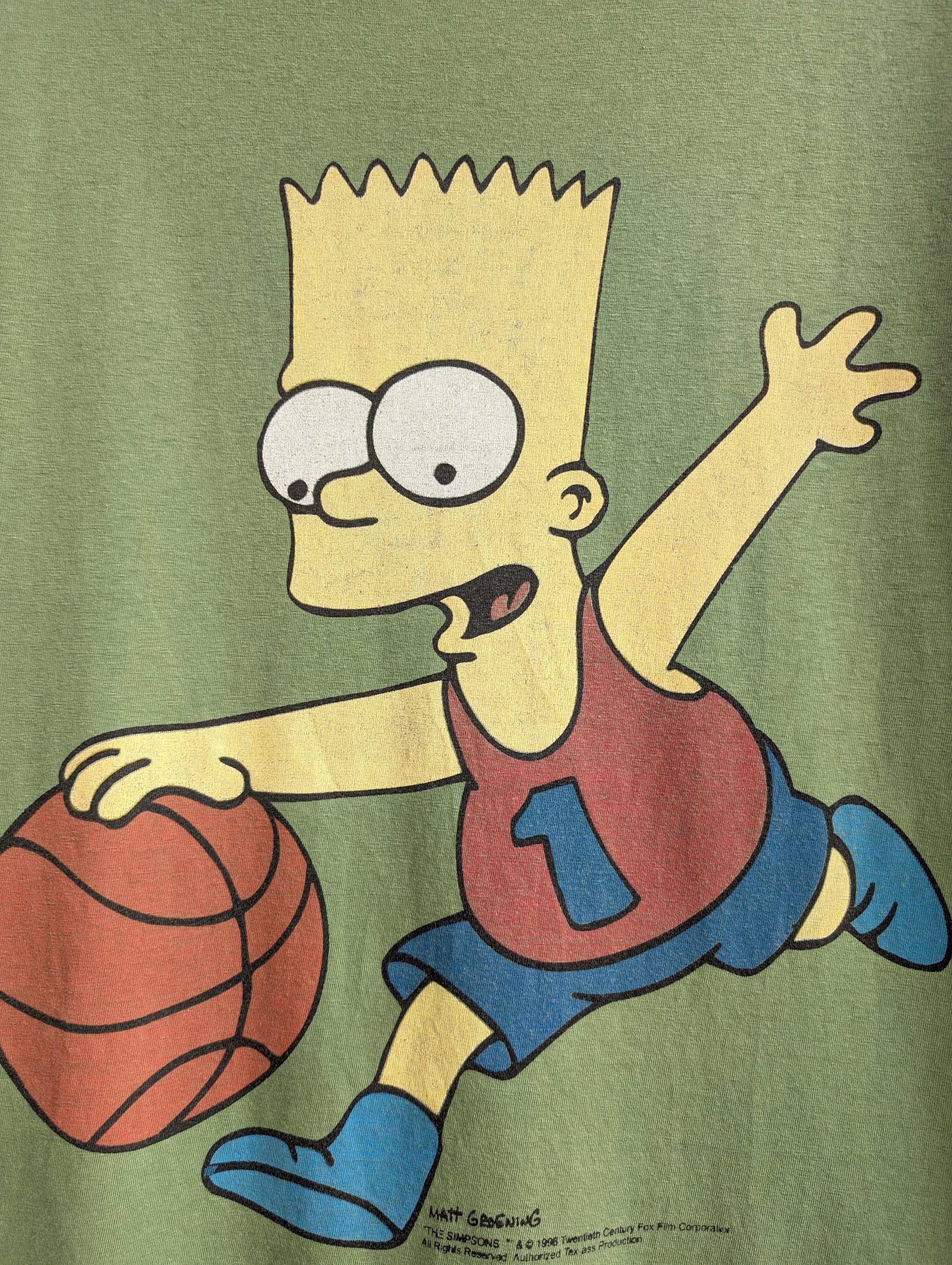 Vintage 1998 Bart Simpson Basketball T-shirt the Simpsons Merch 
