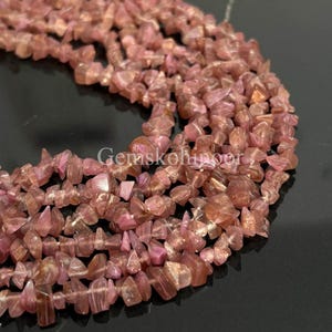 Perline di tormalina grezza non tagliata a forma di pepita, per gioielli, perline di tormalina rosa lisce e lucide, filo da 8 pollici
